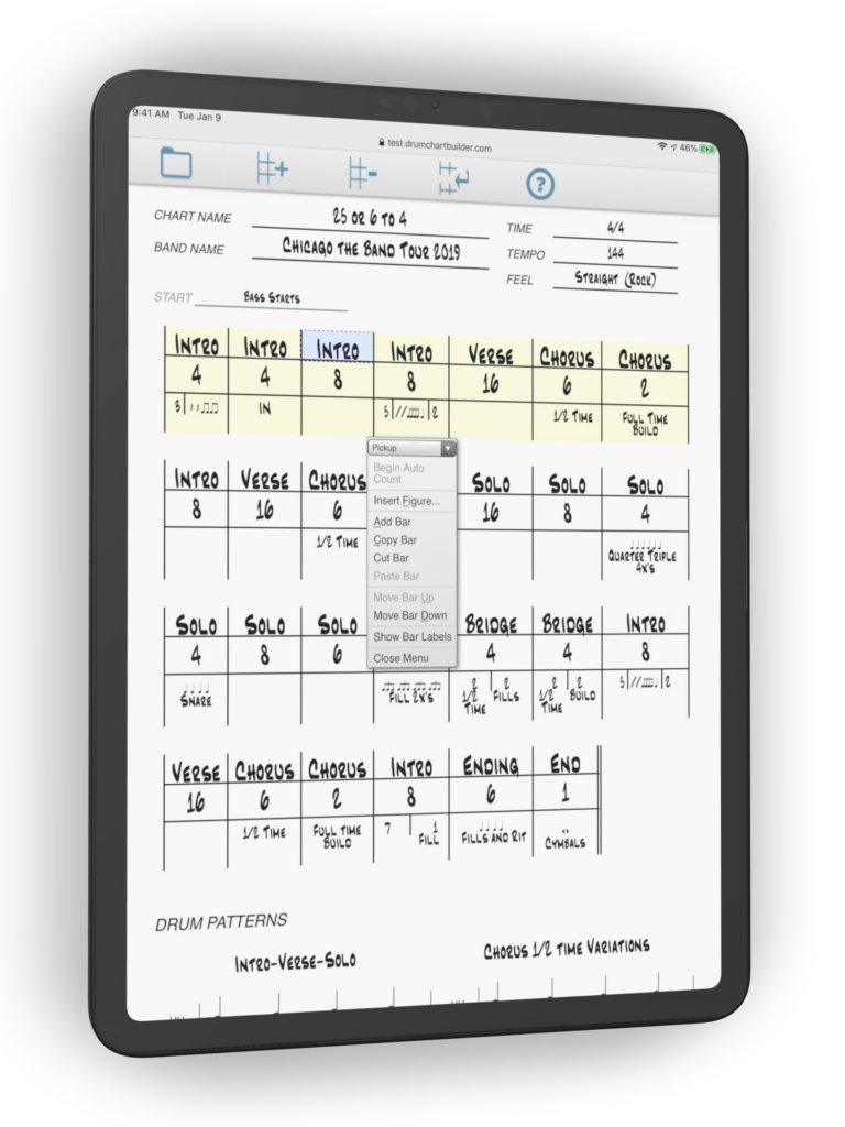 iPad White Song Form Dropdowb